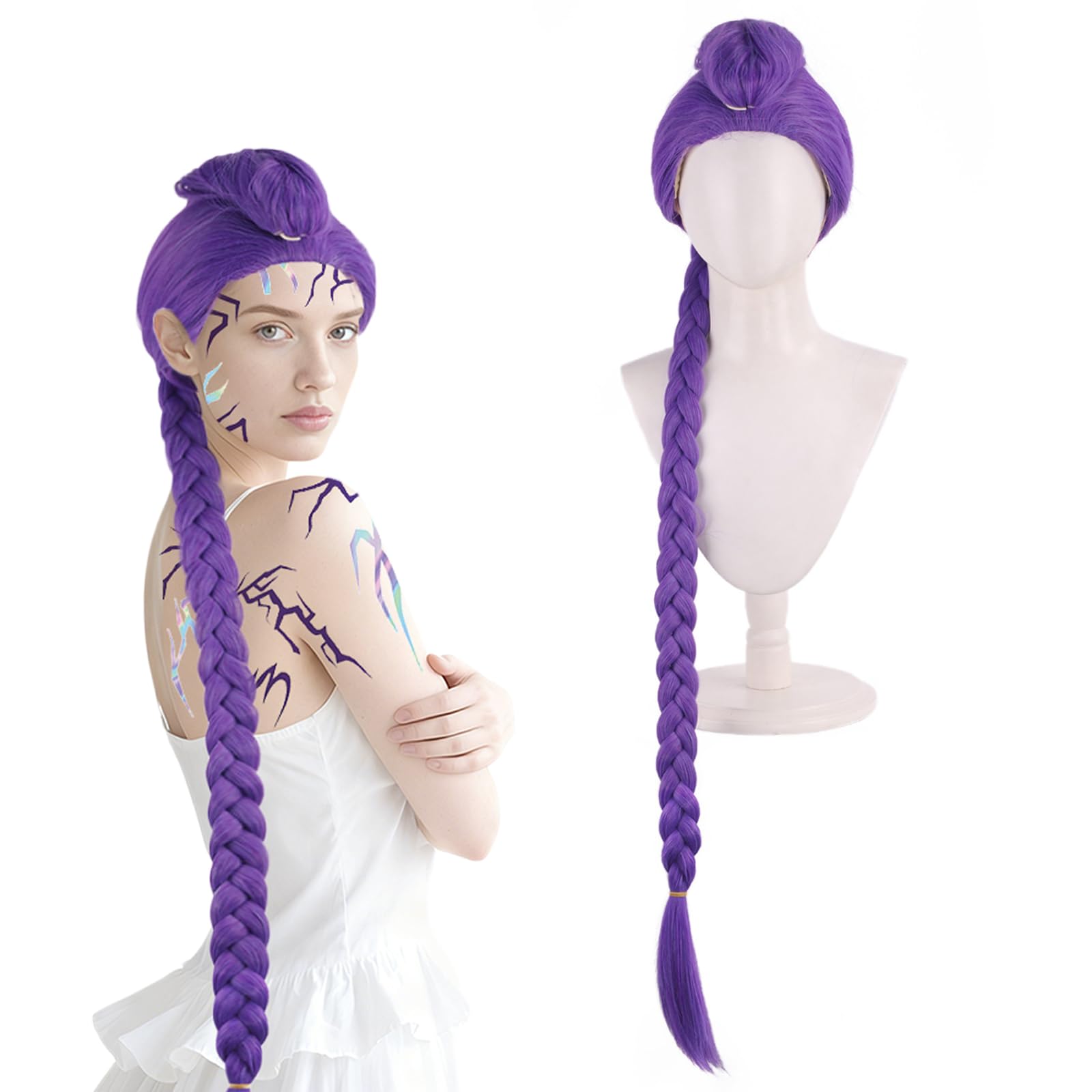Rumi - Costume da cacciatore per, parrucca con treccia viola, anime cosplay costume, Halloween, carnevale, giochi di ruolo