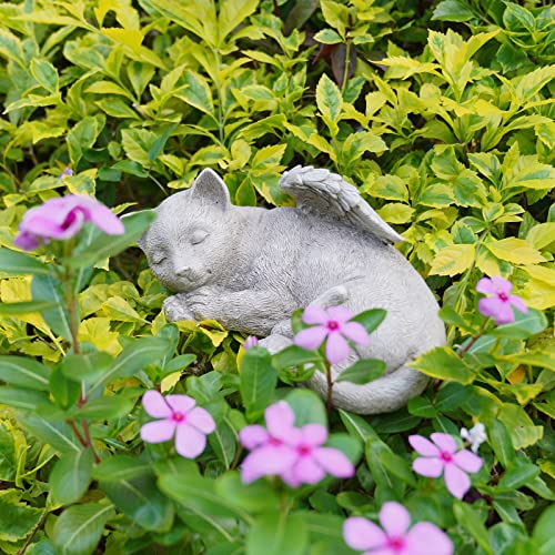 Lc Lcdecohome Angel Cat Memorial Statue Grave Markers - Garden Resin Sleeping Cat Statues For Garden Decor With Wings Outdoor Cat Statue Resin And Stone Garden Gift Home Outdoor Decor 8.5*5.5*3.25 #TOP3