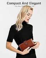 Vista 24 de BOSTANTEN - Cartera de piel auténtica para mujer con bolsillo con cremallera), BL3162011Kcoffee C-Naranja Marrón