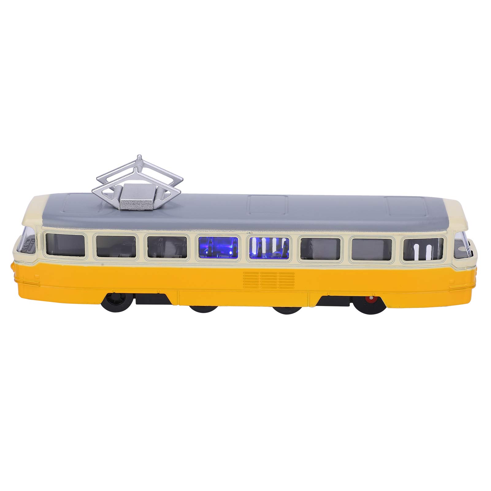 FOKH Car Toy, Anti‑impact 1:90 Pull‑Back Car, Alloy Car Model for Gift Kids Home Decor(Classic tram yellow)