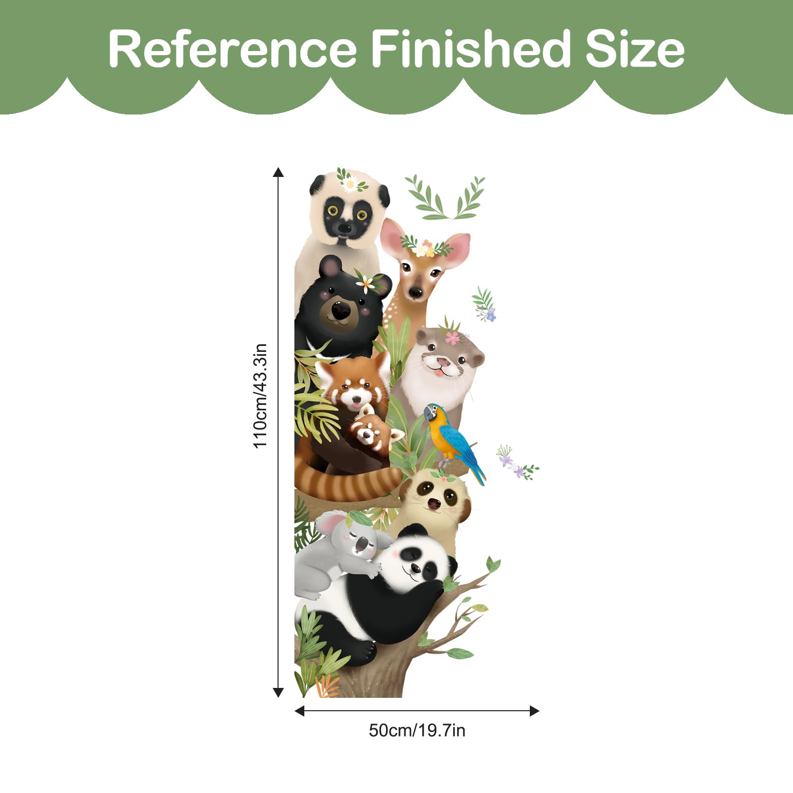 Vinilo Infantil Pared Pegatinas De Pared Safari - Animales Del Bosque (2  Láminas 90x29cm) | Fáciles De Aplicar Adesivos Paredes Niños, image size:1600x1600