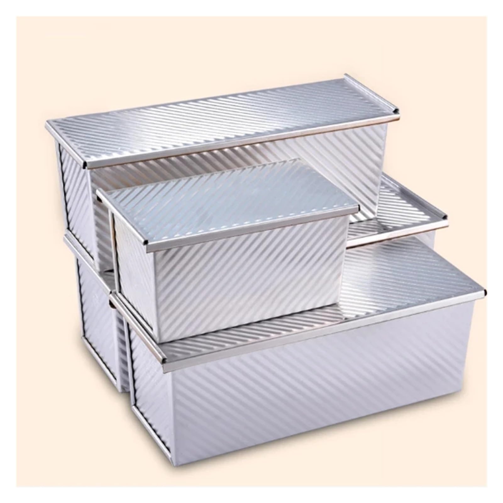 Bandeja de Horno Cajas for Tostadas de aleación de Aluminio, Herramienta for Hornear con Tapa, 450g/750g/900g/1000g, Revestimiento Antiadherente, ondulación Dorada(450g)