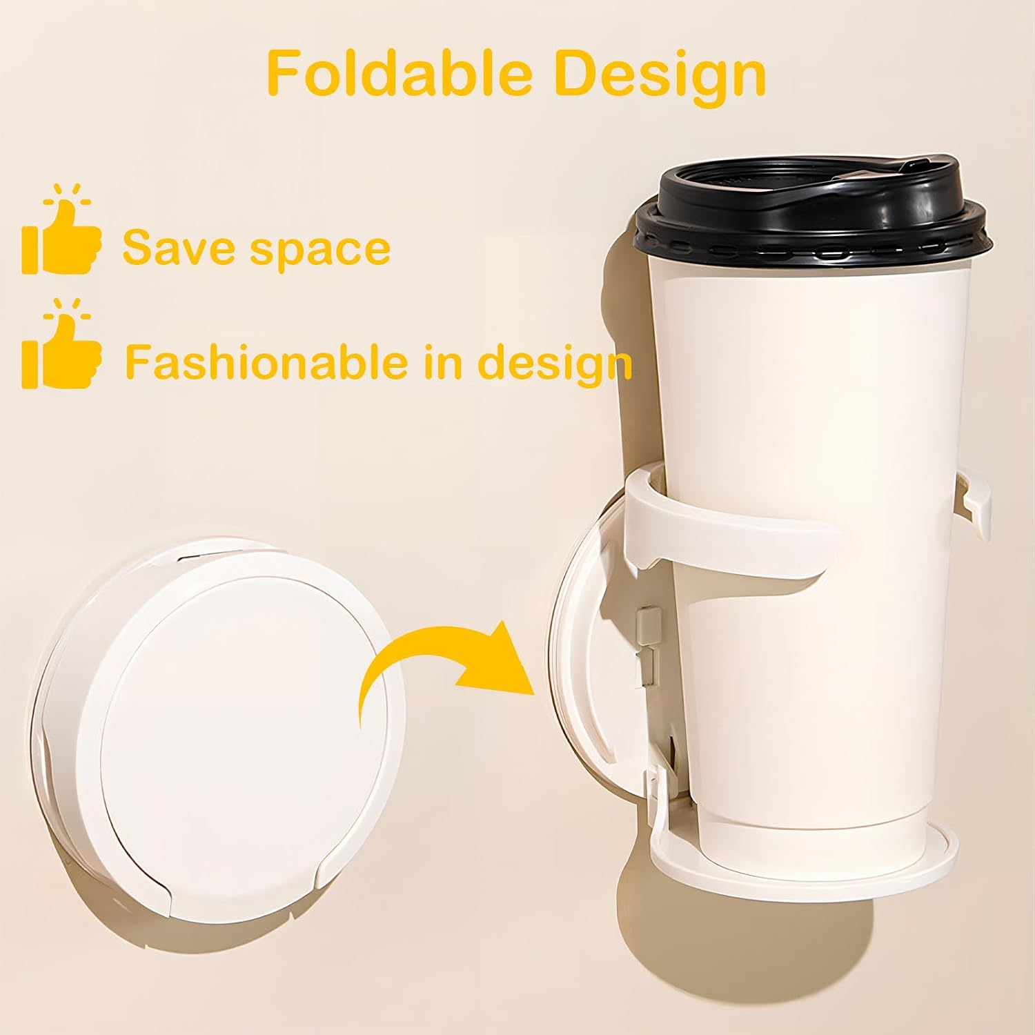 2 Pack Collapsible Water Bottle Holder, Space Saving Wall Mounted Cup Holder Compatible with Stanley, Coffee, Shower Beer Cups