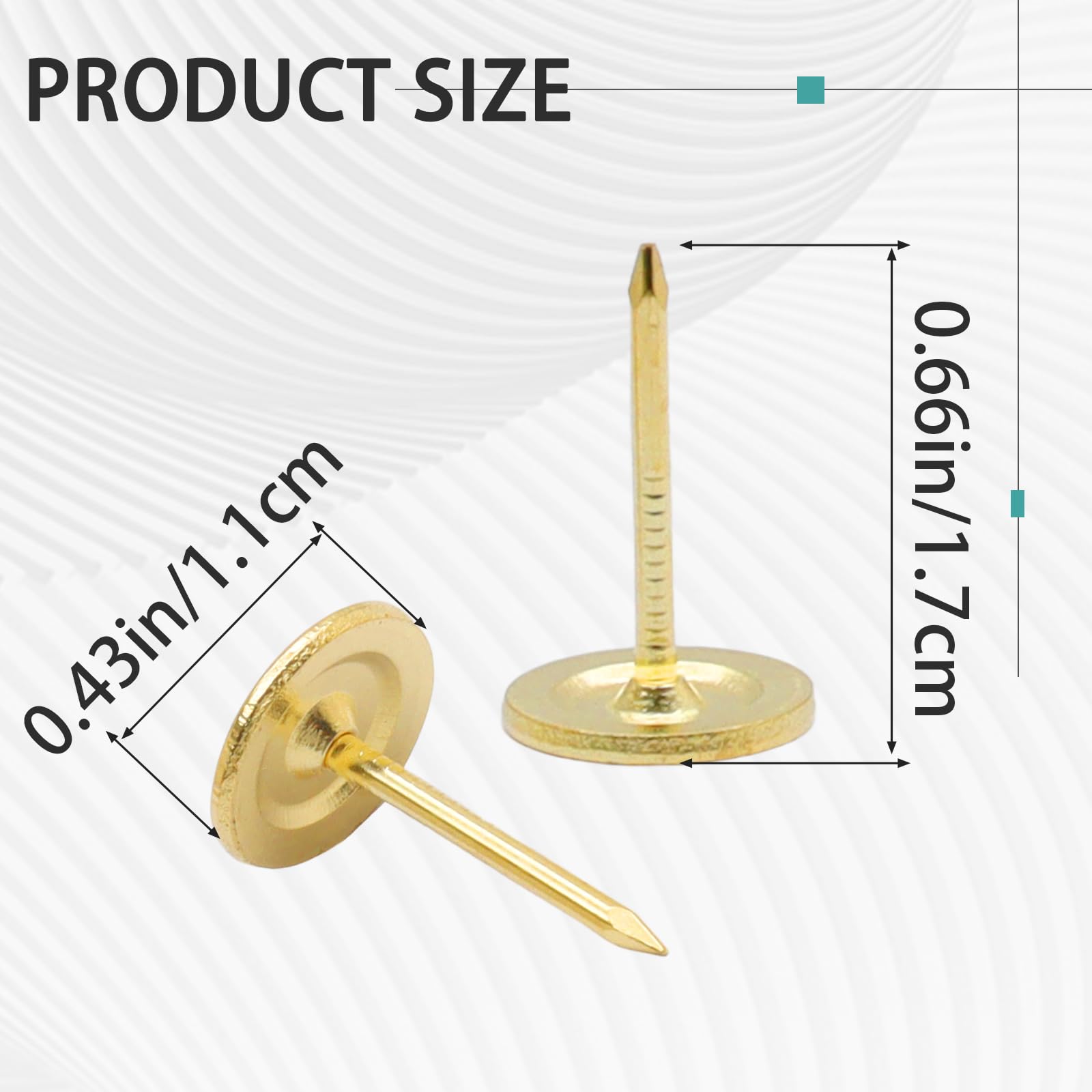 Robuste Reißnägel aus Metall, goldfarben, 100 Stück