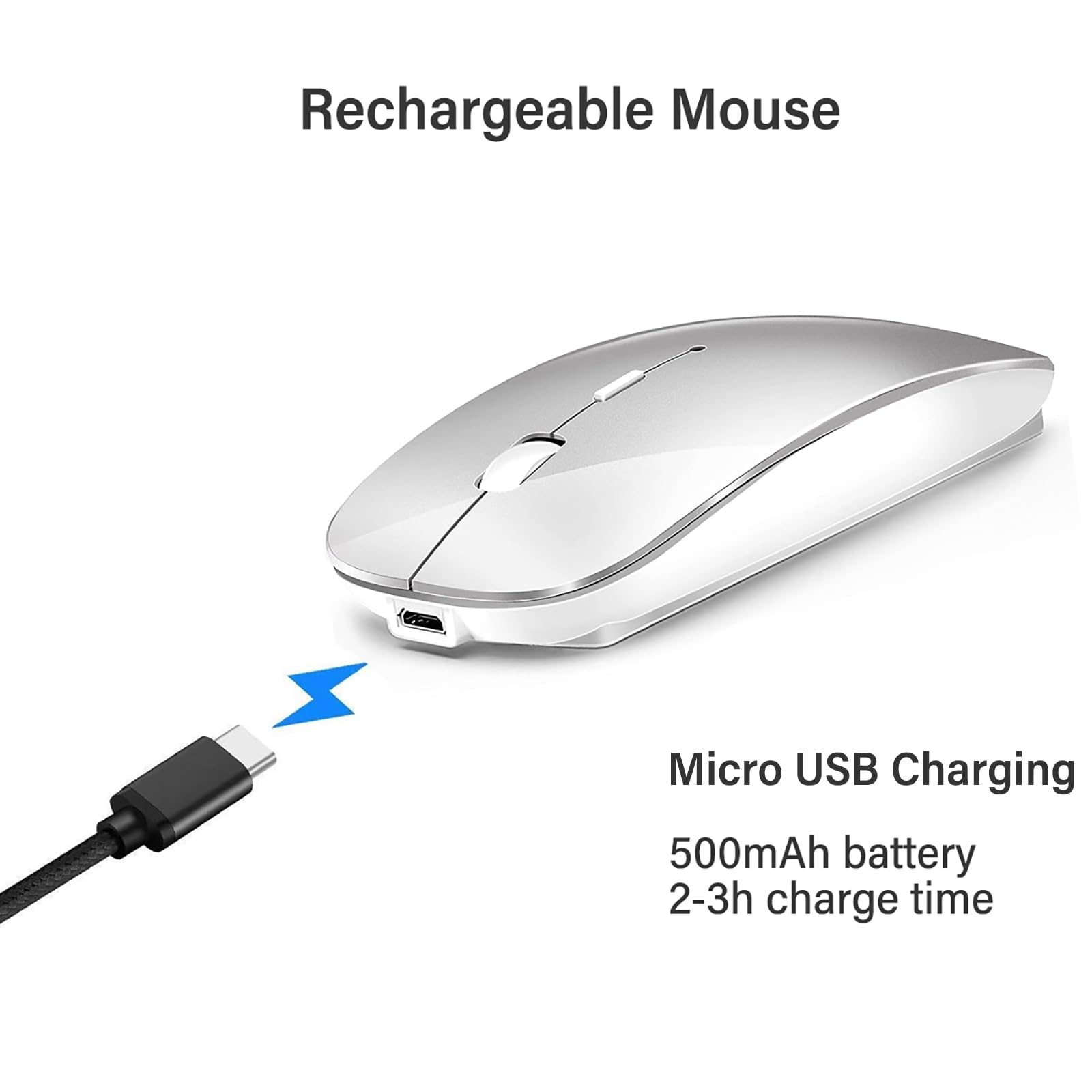 Mouse USB C sem fio Bluetooth para laptop MacBook Air Pro, mouse