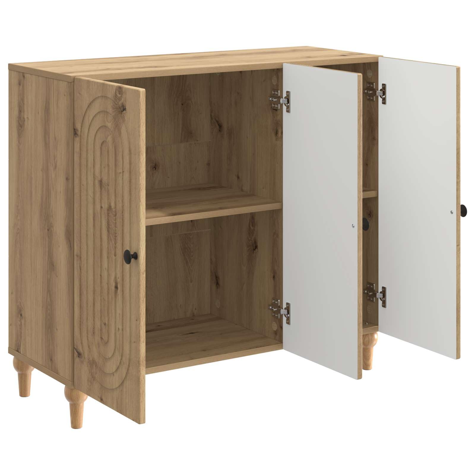 Credenza Mobile Buffet da Soggiorno 3 Ante 89x34,5x80 cm Rovere
