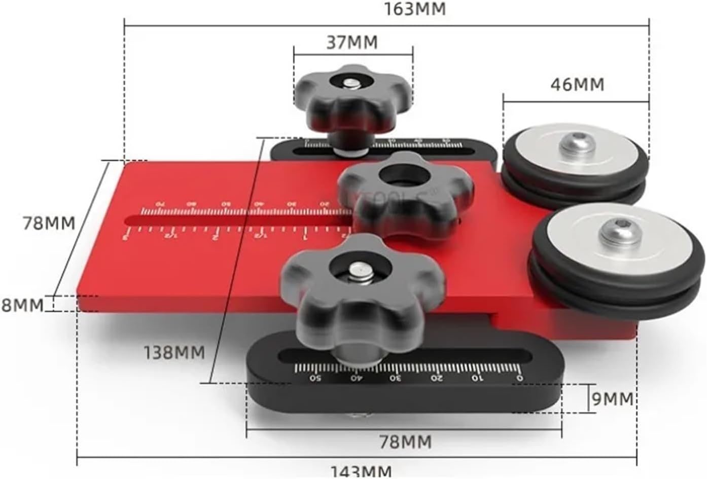 AVIMYA Adjustable Thin Rip Jig Table Saw Jig Woodworking Tool for Making Repetitive Narrow Strip Cuts for Router Tables and Band Saws (Color : Red, Size : 1pc)