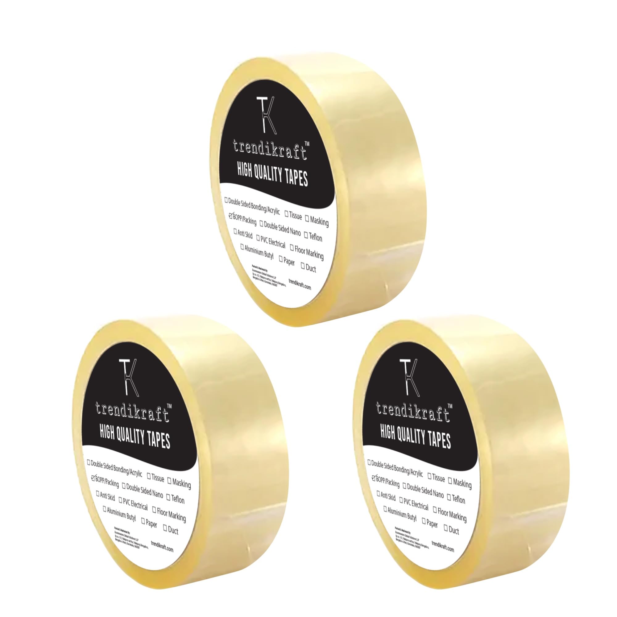 1 inch X 65 meter Pack of 3 Transparent BOPP Packing Clear Cello Tape with Durable Materials Self Adhesive Heavy Duty Tep Roll Ideal for Packaging Box