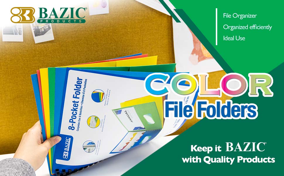 Amazon.com : BAZIC Products Assorted Color Paper 8-Pocket Folder