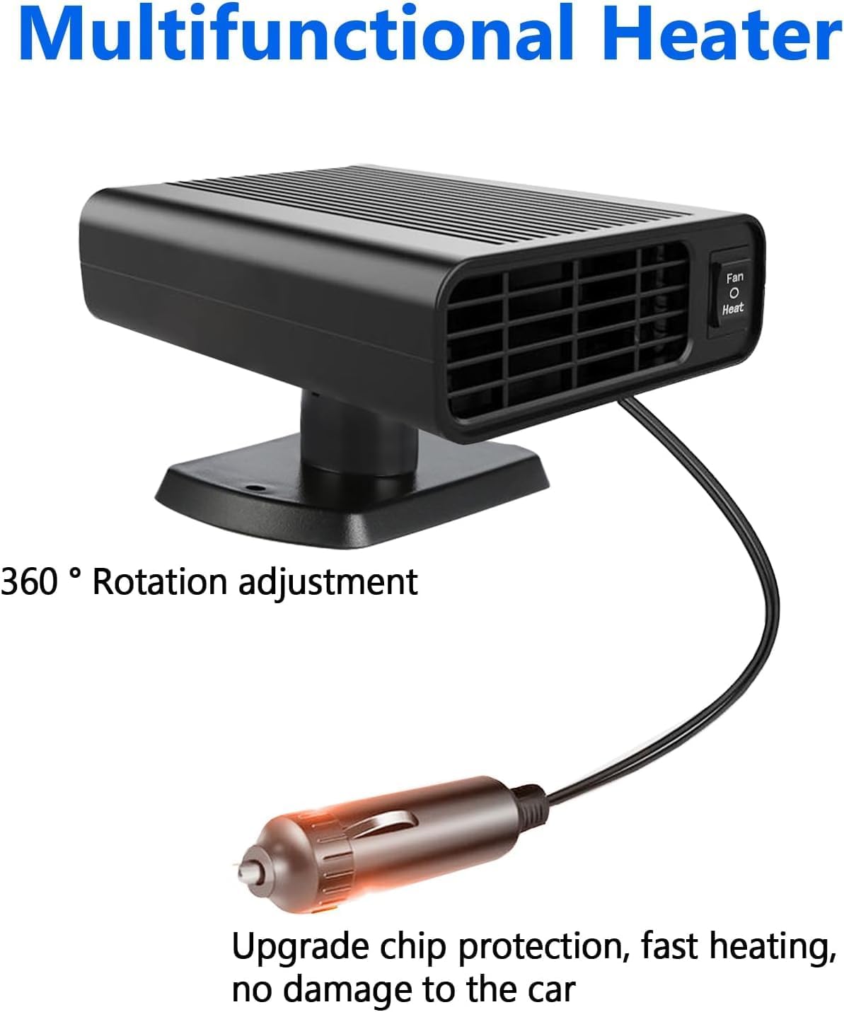 12V Car Heater Defroster, 150W Portable Windshield Heater with 360° Rotation for Fast Heating, Plug in Cigarette Lighter for Winter Driving,Christmas Gifts