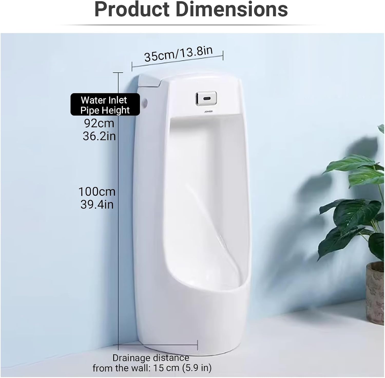 Automatic Sensor Flushing Ceramic Urinal,Commercial Washout Urinals for Men Spill Proof Nighttime,Ceramic Urinals,for Men Bathroom,Outdoor Urinal(Sensor)
