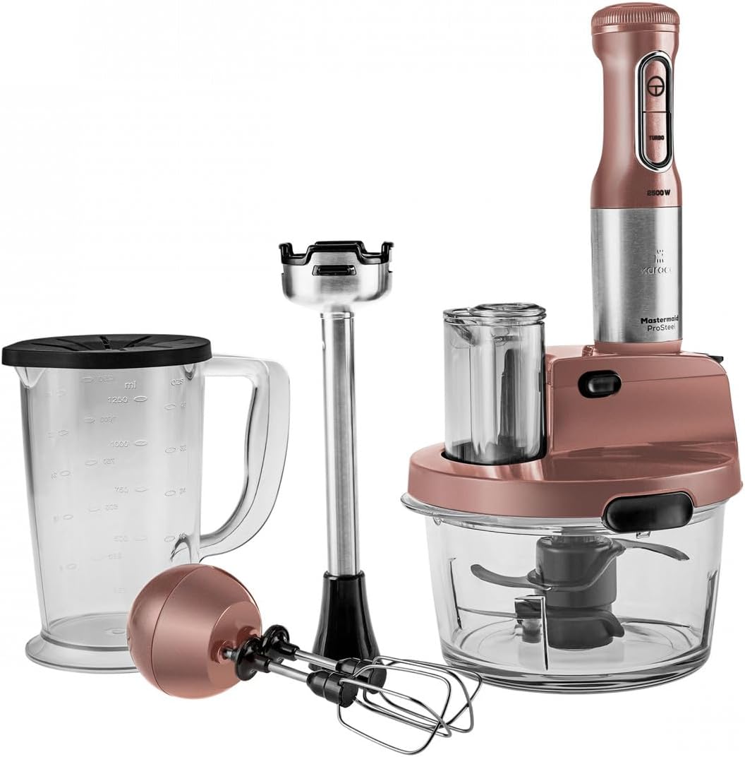 Karaca Mastermaid Prosteel Cam Mutfak Robotu Uzun Blender Ayaklı 6 Bıçaklı 2500 W Rosegold