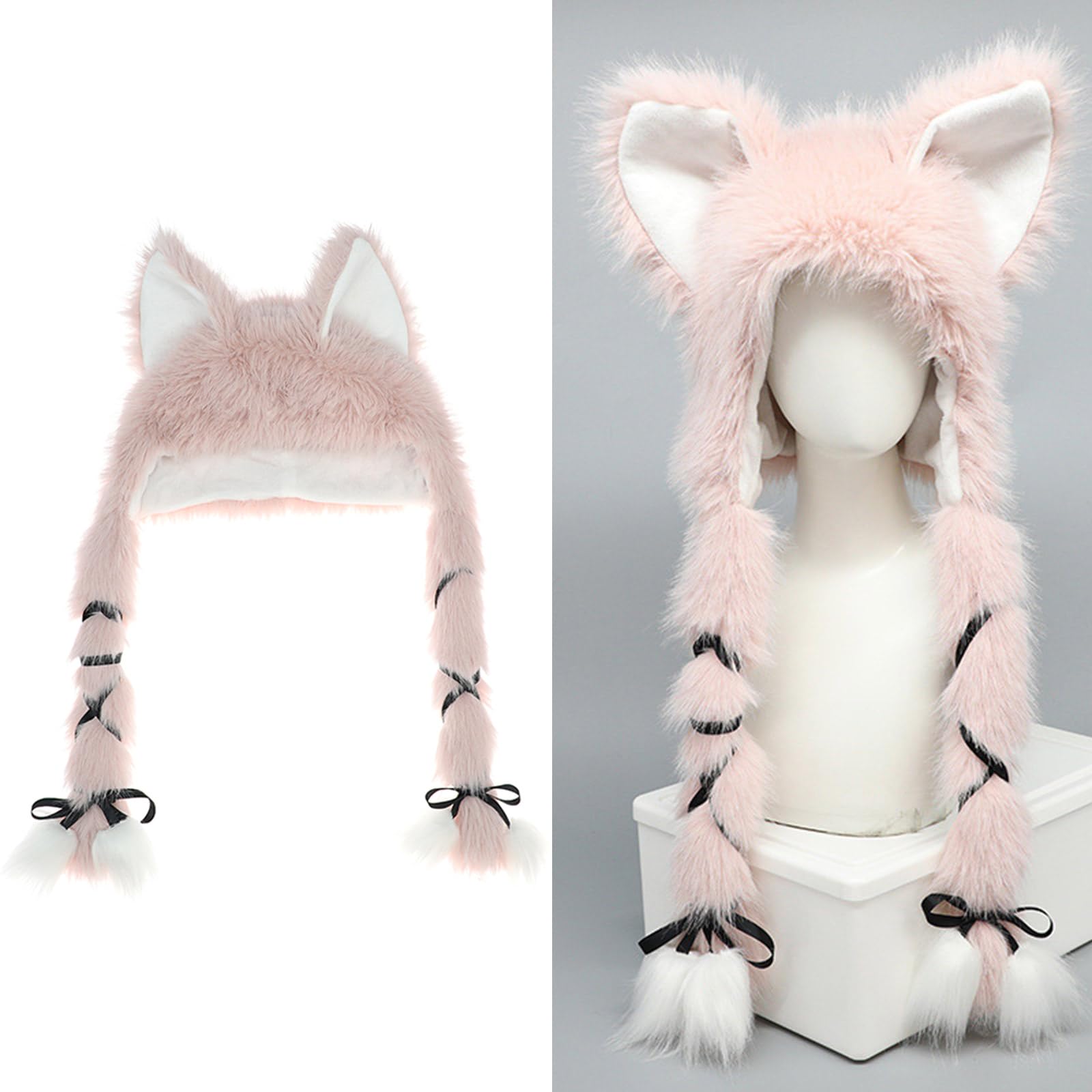 WEISUYUUS 2000s Cats Ear Hat for Adult Warm Plush Trapper Hat Fashion Outdoor Activity Casual Wear Hat Winter Windproof Hat for Wo