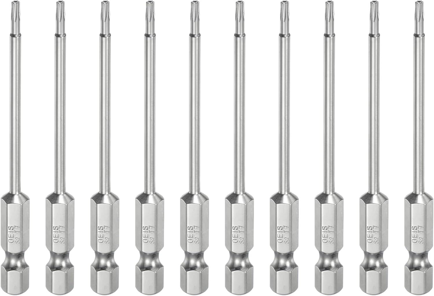 HARFINGTON 10pcs T7 Security Torx Bit 1/4" Hex Shank 3" Long S2 Steel Magnetic Tamper Resistant Star Bits Screwdriver Torx Head with Hole for Driver Drill Bits Remove Fastening Screws