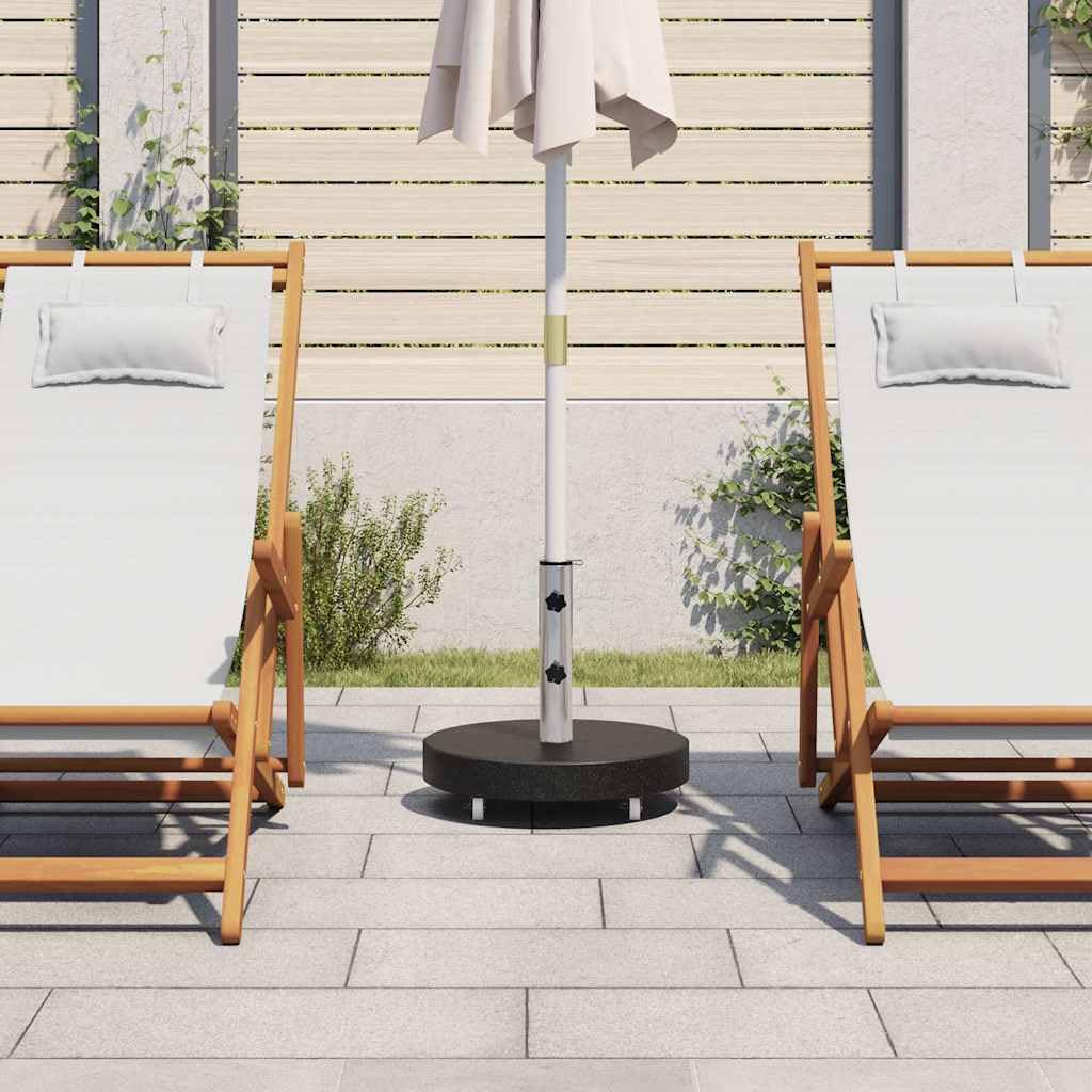 Supporto per ombrellone in granito, 30 kg, rotondo, nero, con adattatore per palo da 38/48 mm, base per ombrellone con 4 ruote e 2 bulloni di bloccaggio, per balcone, terrazza, giardino