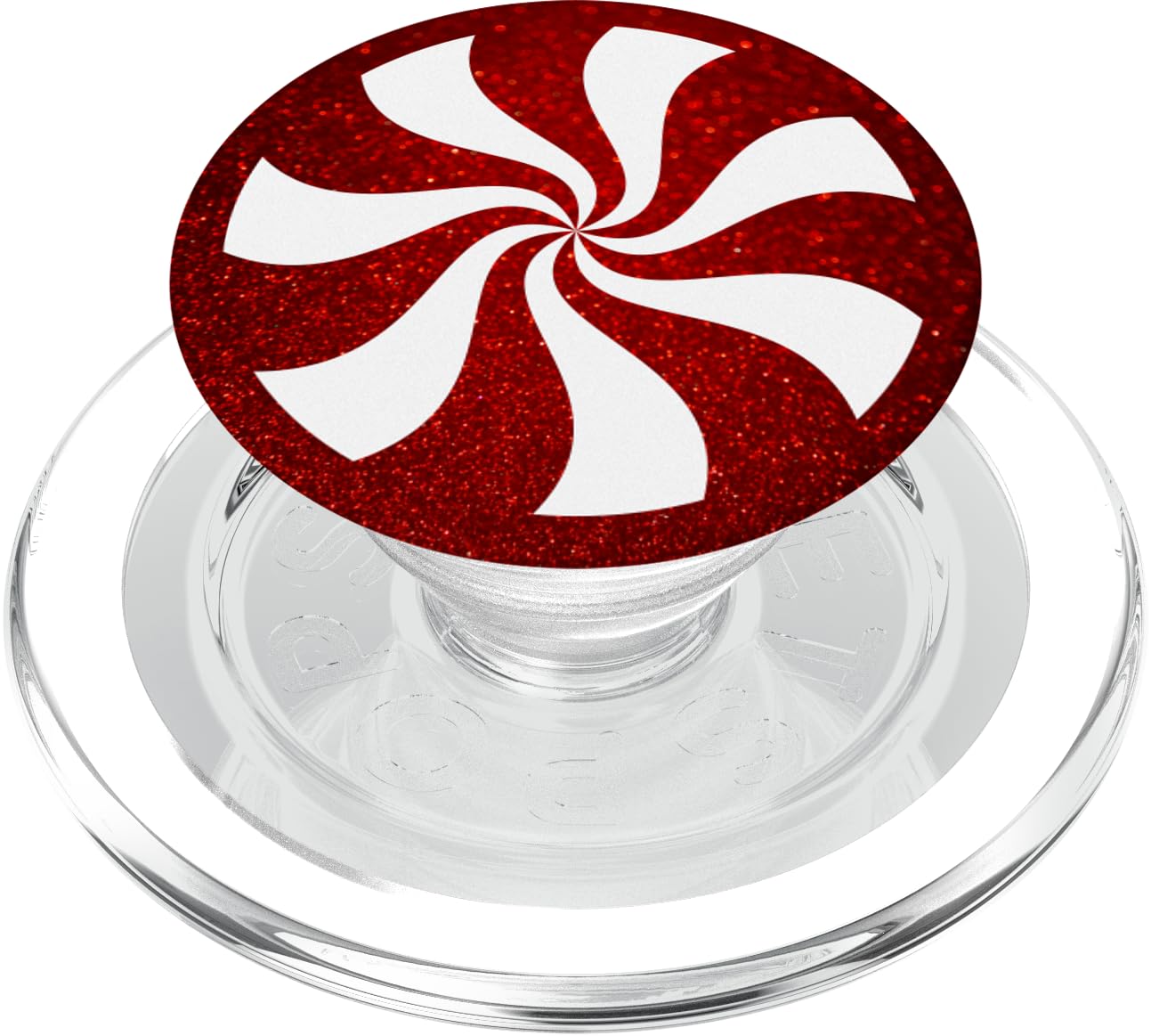 Red & White Stripes Peppermint Candy Graphics Red Background PopSockets PopGrip for MagSafe