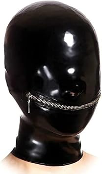 ANTIY Latex Rubber Mask Suit Black Club Party Costume Cosplay Hood Cover,Black,Small