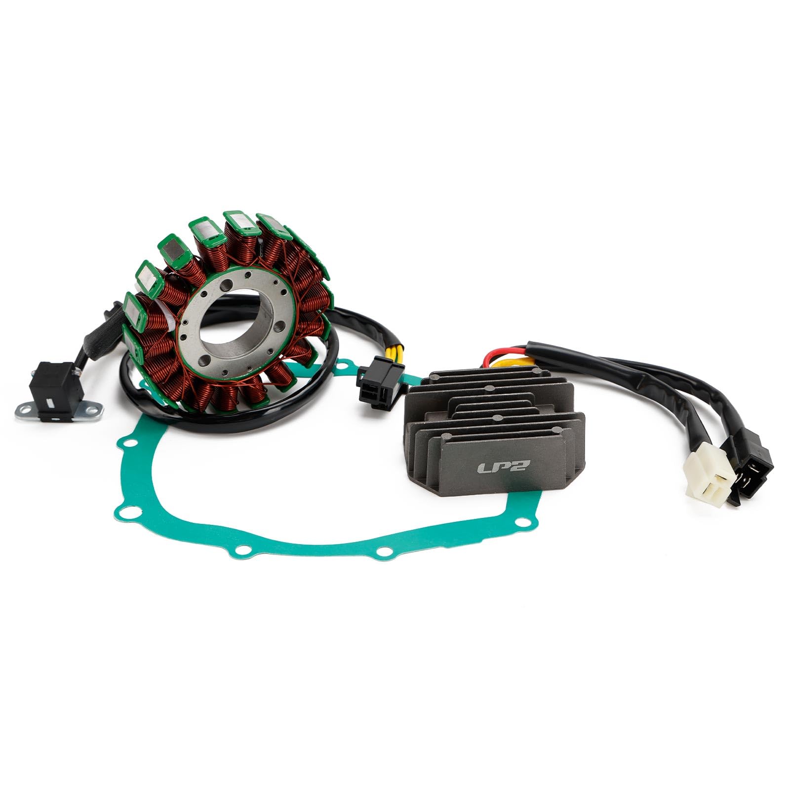 Magneto Stator + 2-Plug Voltage Rectifier + Gasket für Suzuki SV650 SV650S 99-02