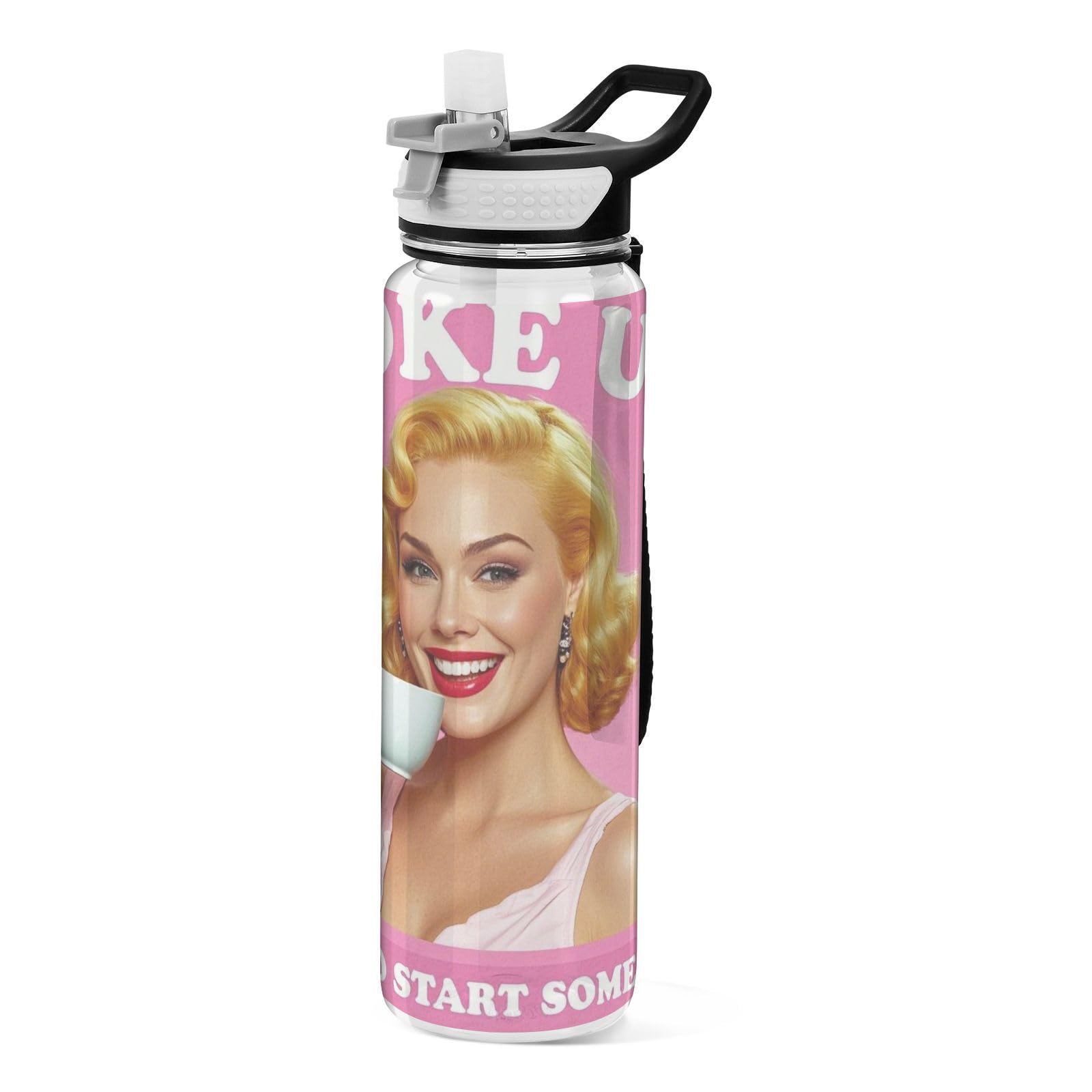 Bouteille d'eau amusante 887 ml en Tritan avec paille pour le sport