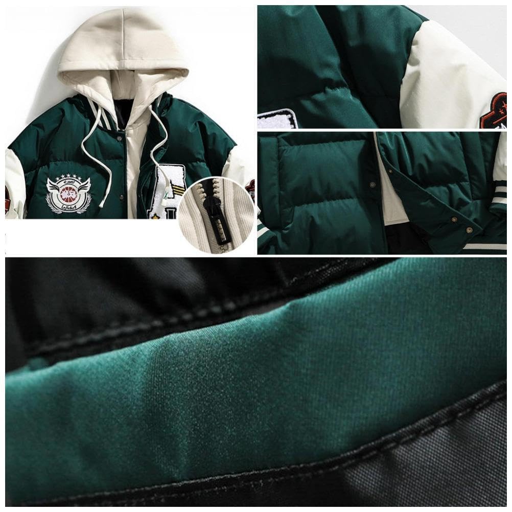 Winterjacken Daunenjacke für Herren Damen Unisex College Jacke mit Kapuze 90S Y2K Bomberjacke Warm Daunenmantel Trucker Baseballjacke Fliegerjacke