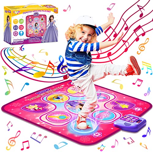 Pigipigi Kids Girls Dance Toy - Dance Mat with LED Lights Electronic Music Pad for 3 4 5 6 7 8 9 10 11 12 Years Old Gift Ideas Children Toddler Boys Birthday Christmas Princess Party Game