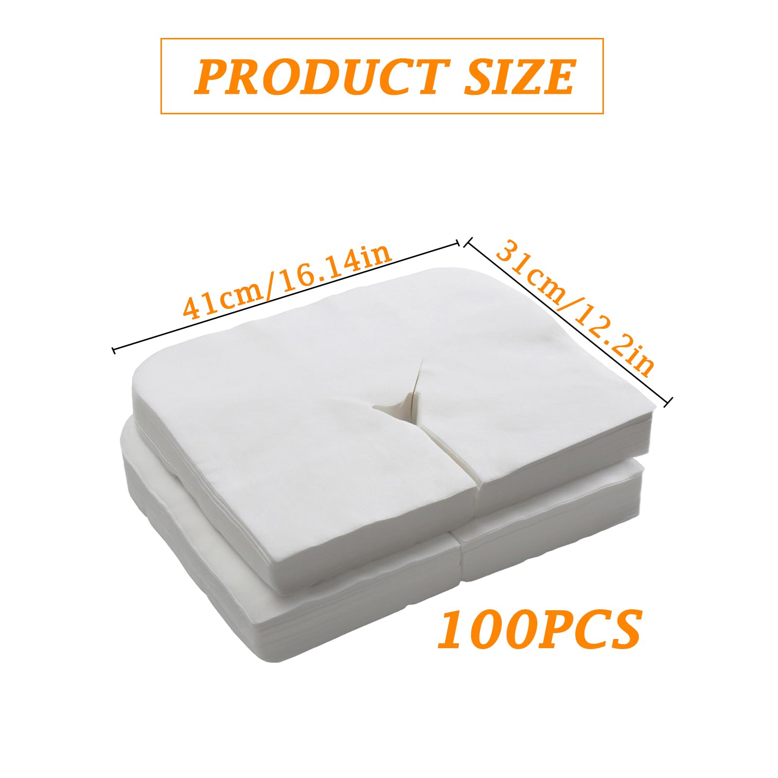 Lot de 100 Protege Têtière pour Table de Massage, Coussin Jetables pour fente nasale pour Fente Nasale, 41 cm x 31 cm en non-tissé jetable, compatible avec toutes les