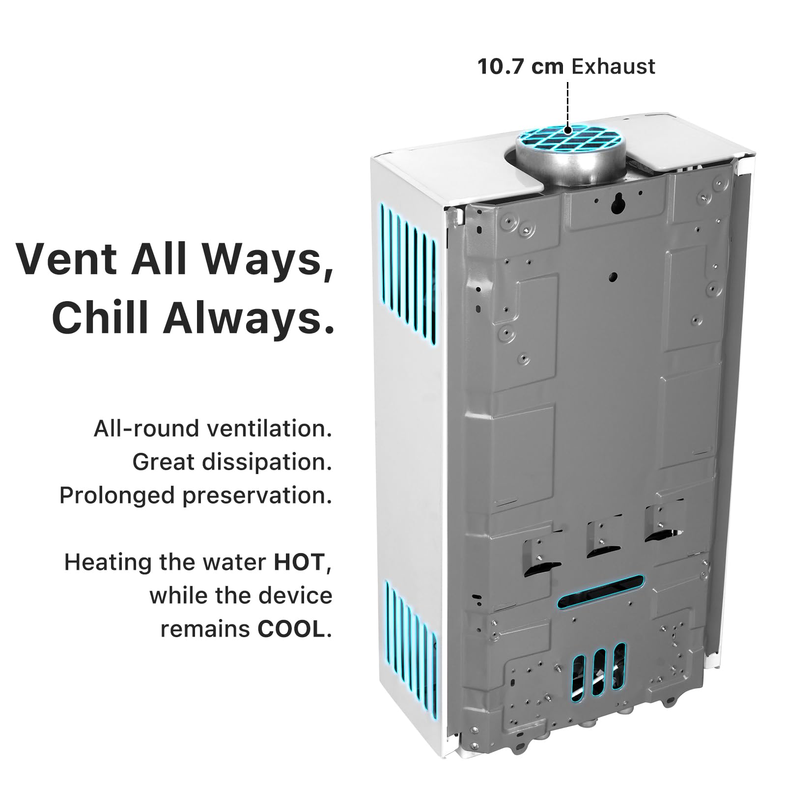 Xverycan 12 LPM Gas Durchlauferhitzer, 24 KW Propangas Durchlauferhitzer, Start ab 0,25 Bar Wasserdruck, Doppelzündung, Eco-Modus zur Gasersparnis, für Zuhause und Outdoor