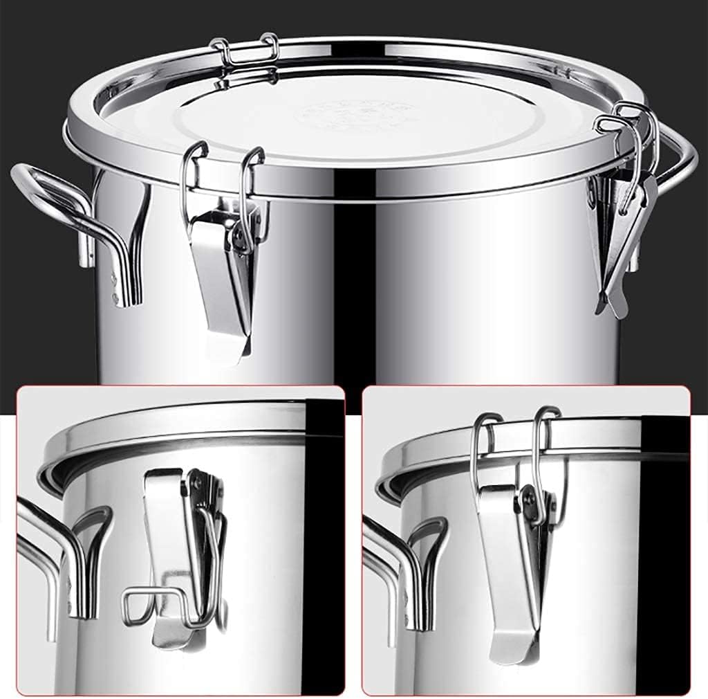 304 Stainless Steel Food Storage Containers with Lid and Side Locking Clamp Large Airtight Canisters Rice Bin for Kitchen Pantry Organization and Storage for Flour Snacks Sugar Cereal (Silver 100L)