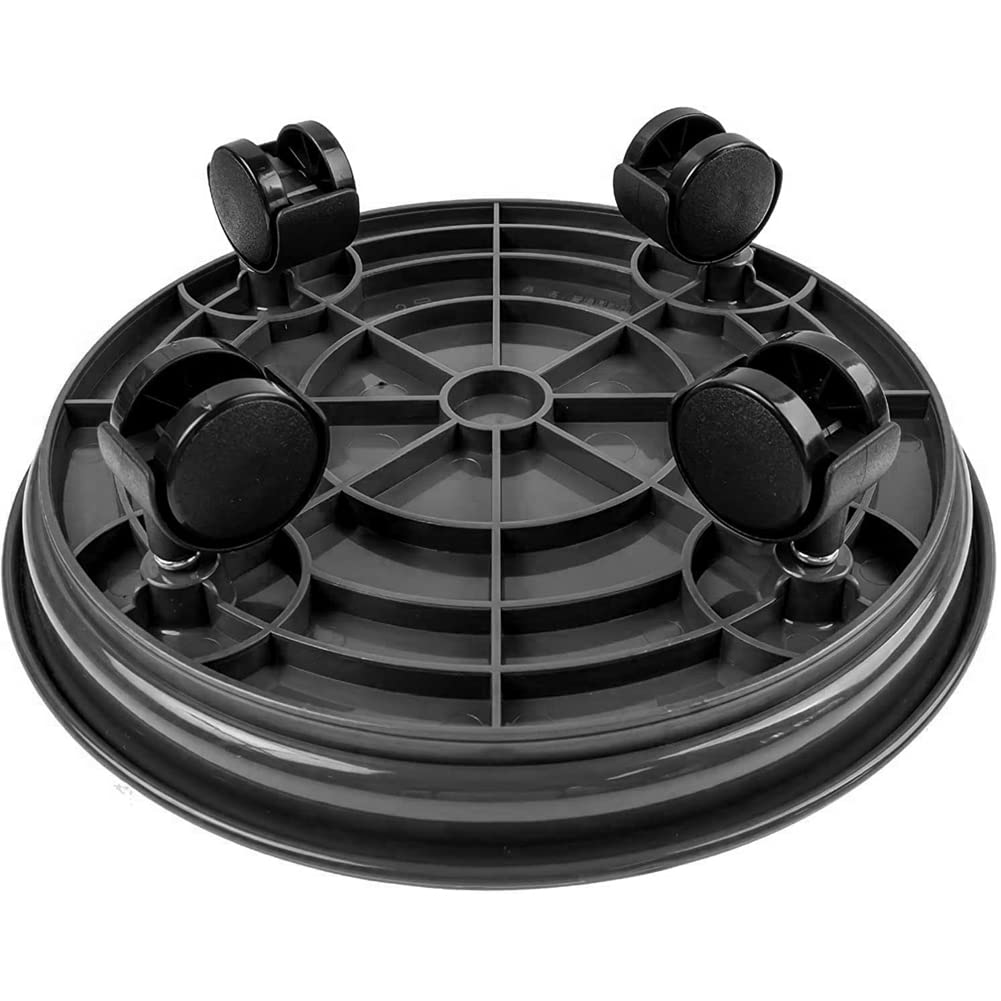 Confezione da 4 contenitori quadrati per piante da 35,6 cm con ruote, supporto per piante in vaso, resistente, con rotelle per interni ed esterni, con base a rullo per piante, colore: grigio
