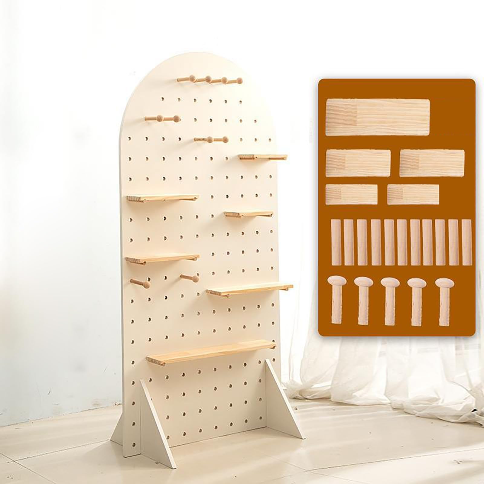 Genérico Kit de Tablero Perforado de Madera Blanca: Soporte versátil para Herramientas, Oficina, Cocina, Juegos y organización del Garaje. Solución Almacenamiento en la Pared.