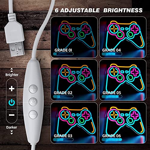 Eufrozy Neon Light Sign Gamer, Acrylic LED Gaming Neon Sign with 10-Level Dimming and Memory Function, USB Powered Neon Controller Light for Wall Decor, Boys Bedroom, Man Caves, Party, Birthday Gifts - Image 5