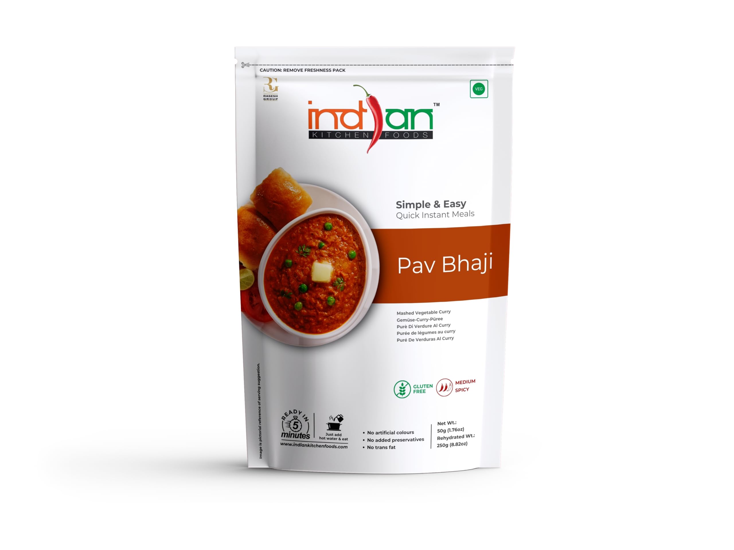Indian Kitchen Foods Instant Pav Bhaji - Freeze Dried, Gluten-Free, Ready-to-Eat Indian Vegetarian Meal (B075SZ27SQ) Amazon Price History, Amazon Price Tracker
