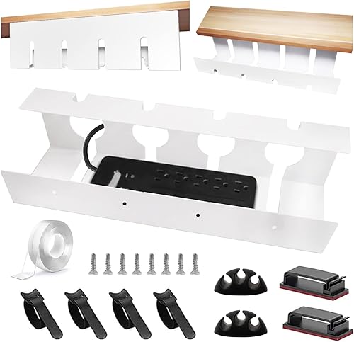 Bandeja de gestión de cables para debajo del escritorio paquete de 2 unidades de 157 pulgadas de grosor de acero de aleación con clips de alambre