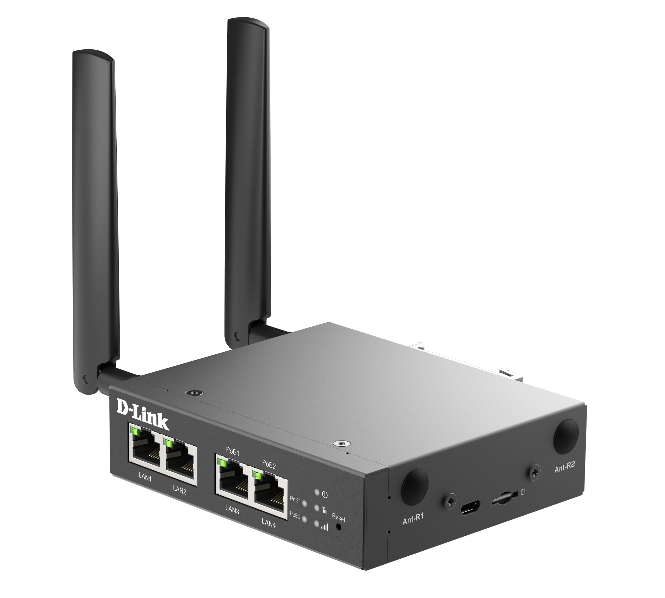 D-Link DWM-314-TP Routeur Modem PoE Multi-Connect 4G | LTE Cat.4 Industriel, Ports PoE+ Doubles, Switch Ethernet 4 Ports, Sécurité VPN, Résistance Température & Humidité, Montage DIN-Rail