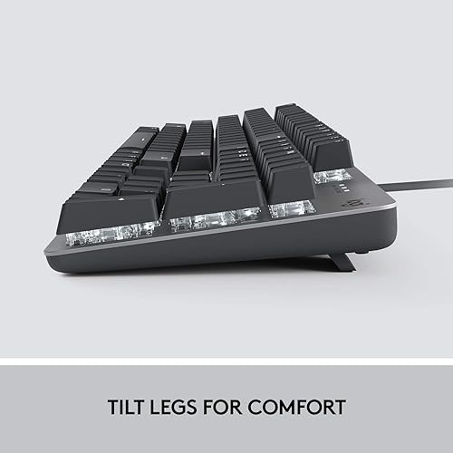 Miniatura 7 de Logitech Teclado iluminado mecánico K845, patas de inclinación ajustables fuertes, tamaño completo, carcasa superior de aluminio, 104 teclas, cable