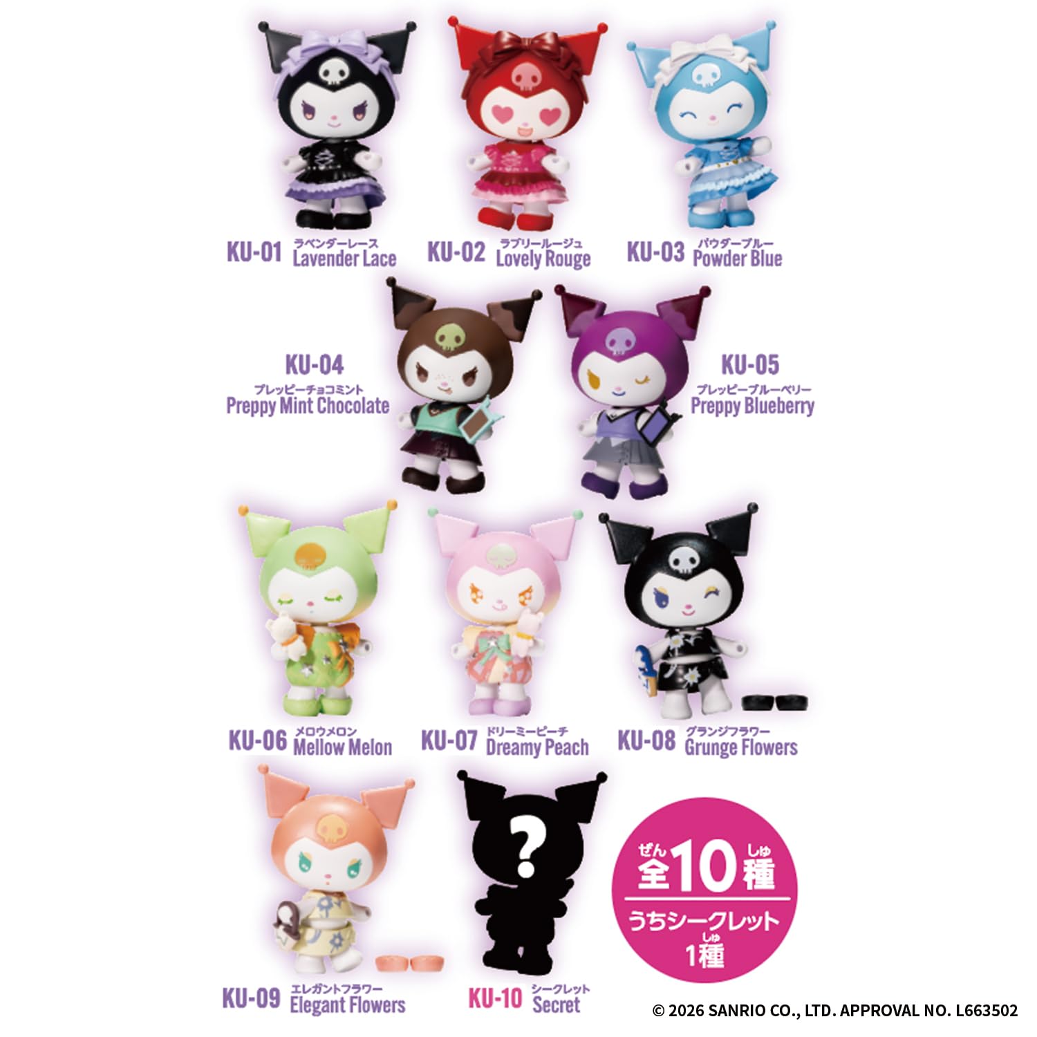 Bandai Kawaii Closet KUROMI Vol. 1 (9 Pieces per Box), For Ages 6