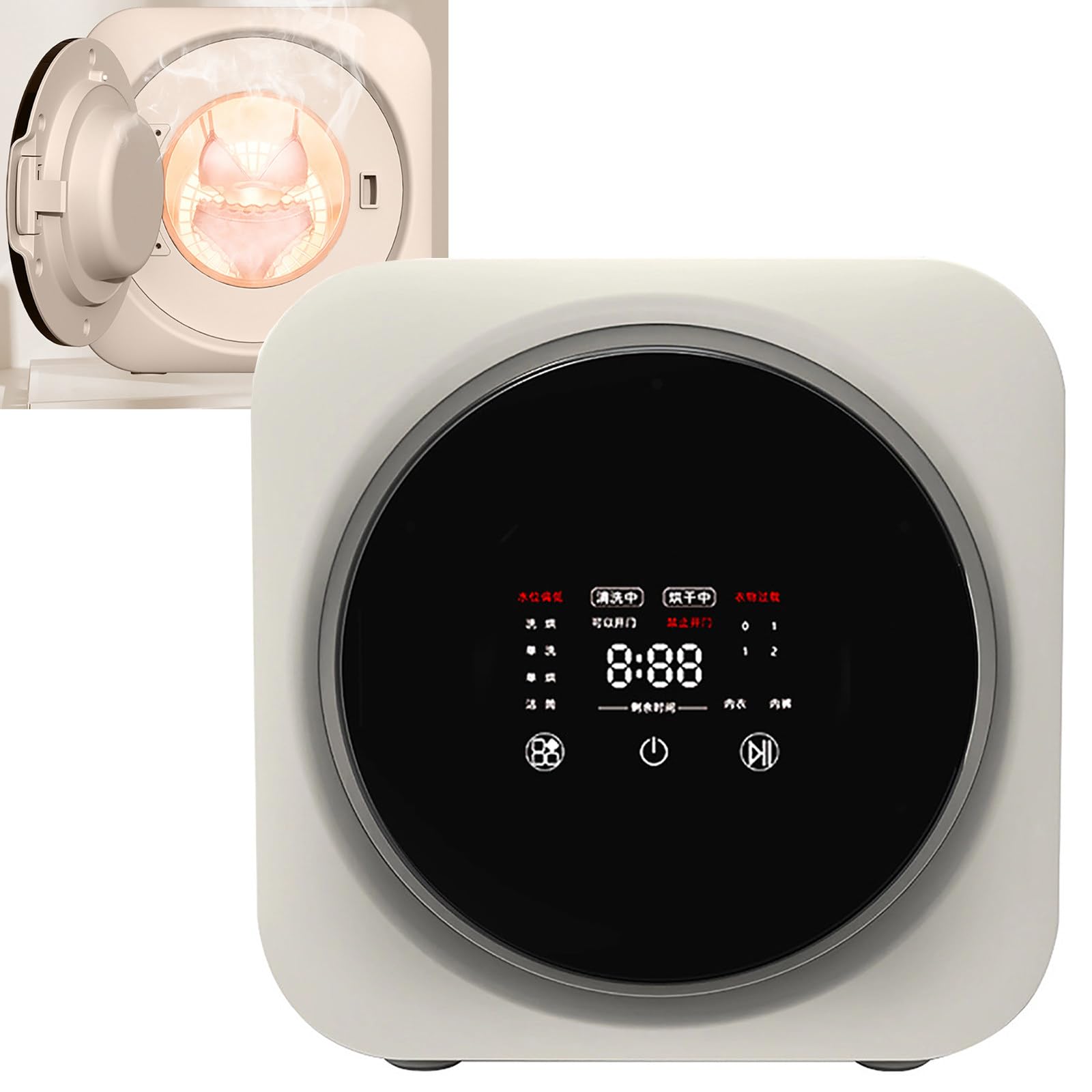 Lavatrice da 3,5 L, 2 in 1 - Lavaggio + Asciugatura, Asciugatrice A Parete/da Tavolo, 4 Programmi/Asciugatura A 60°C, con Cestello Interno in Acciaio Inox, per Appartamenti E Famiglie