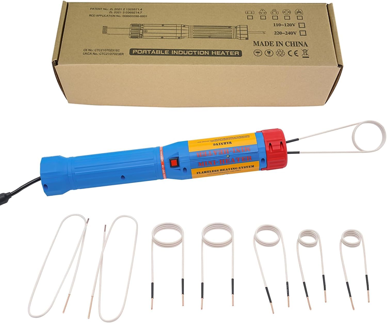 Induktionsheizung kfz 1.1KW mit 8 Heizspulen Magnetische Induktionsheizgerät Set zum Entfernen von Bolzen und Muttern, Maximale Heiztemperatur 800°C