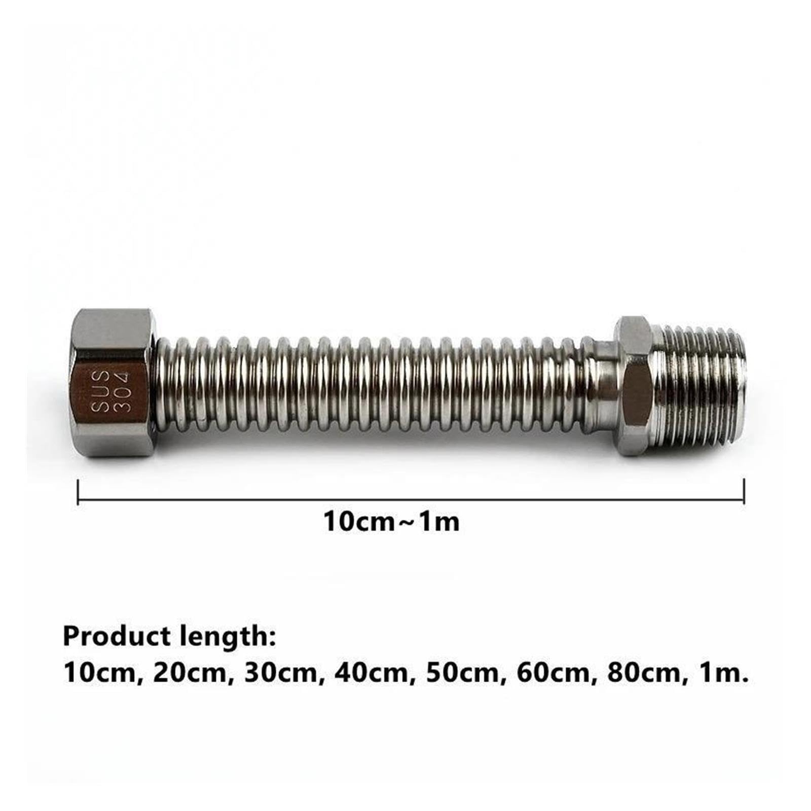 Tubo Metallico Ondulato Giardino Collegamento Rubinetto Acqua Calda Fredda