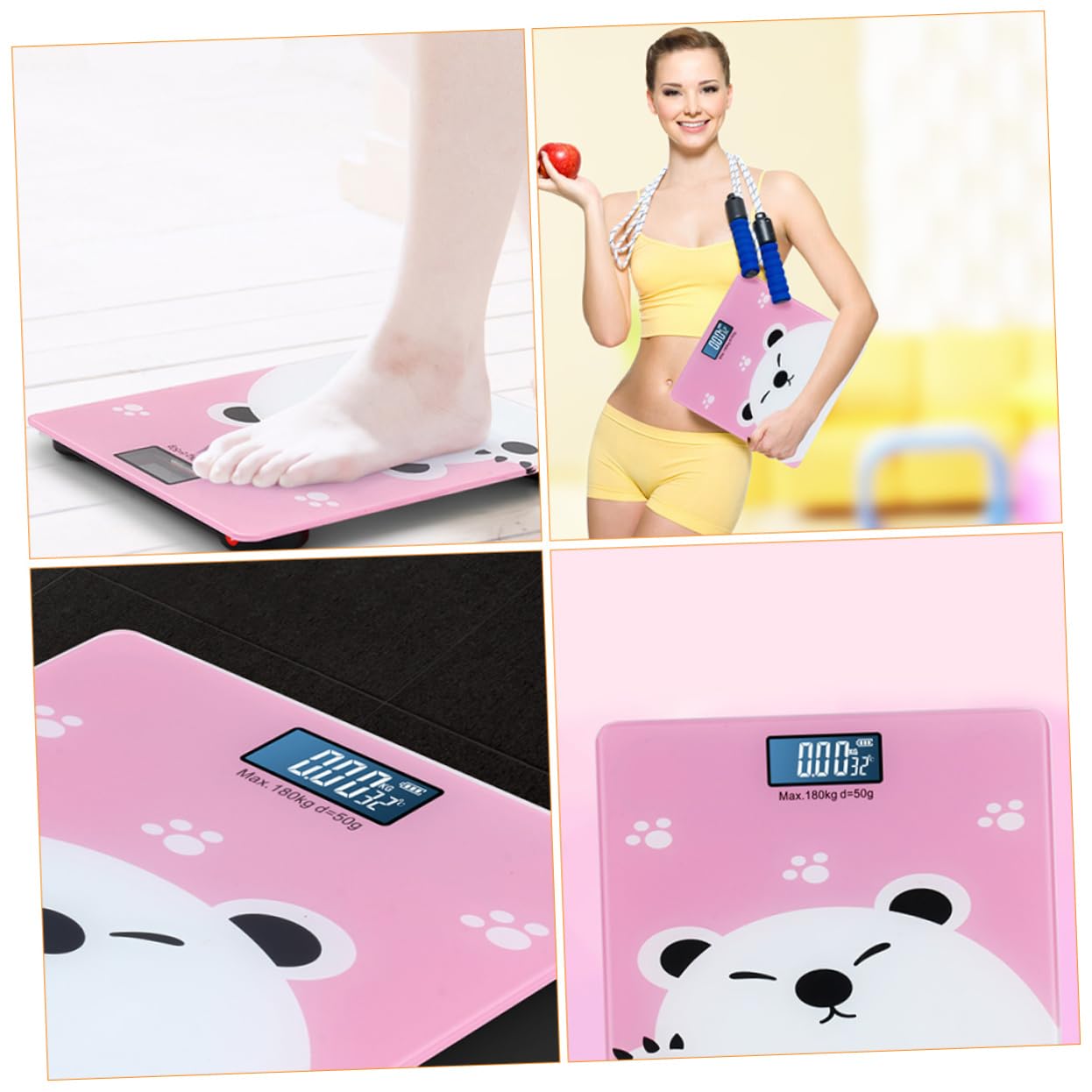 Multi Functional Electronic Weight Scale Capacity Digital Cartoon Pink Adult Pet Scale with LCD Display and Bump Base Design for Accurate Measurement