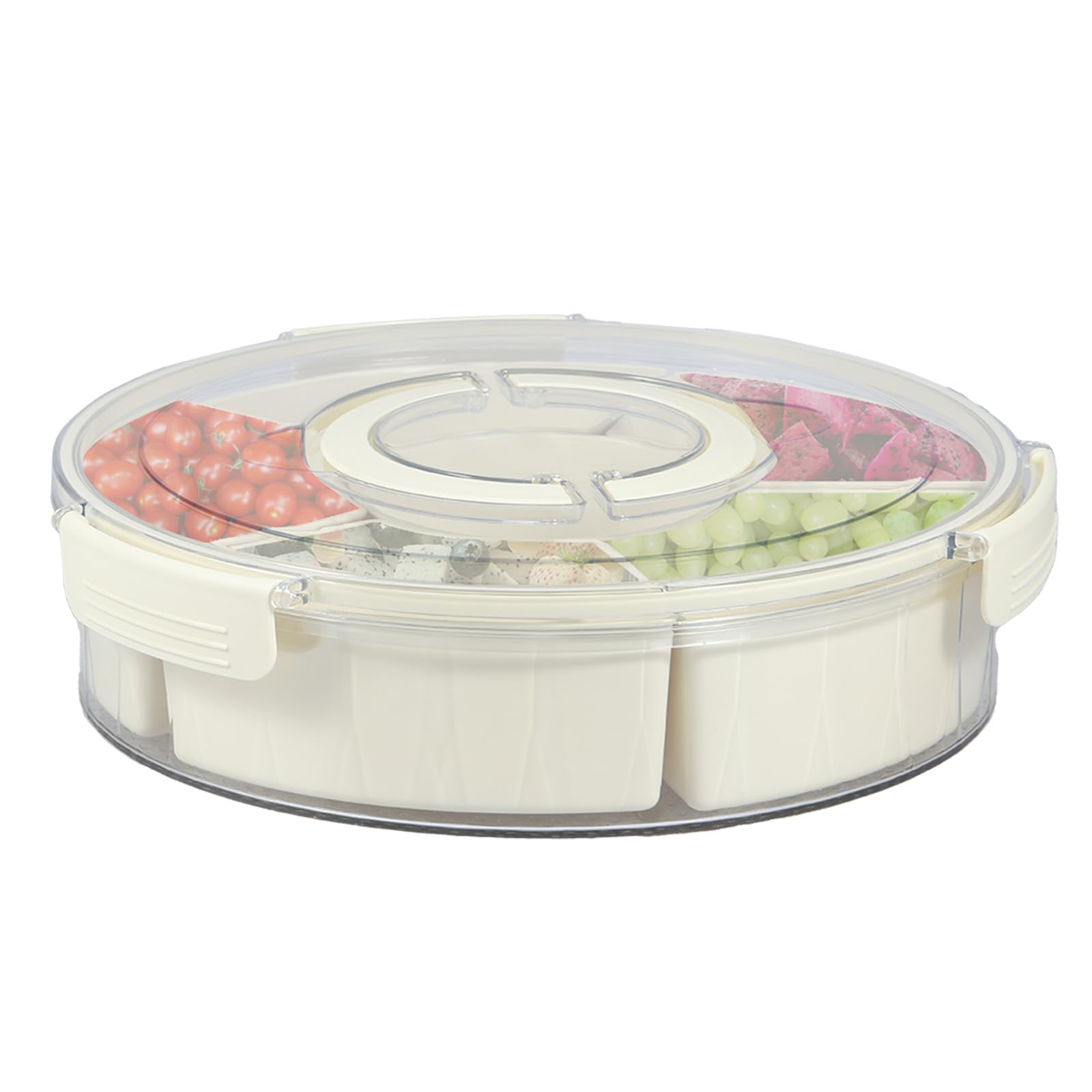 Nihuifdpy Divided Serving Tray With Lid And Handle 6 Compartment Snack Box Airtight Seal Portable Snack Tray Removable Platters Snack Container For Snack Food Veggie Fruits Nuts,For Picnic Party Travel