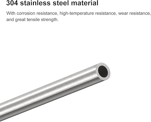 Miniatura 4 de uxcell 3 tubos capilares de acero inoxidable 304, OD 5 mm x 0.9 mm de espesor de pared, longitud de 250 mm, tubería metálica para maquinaria