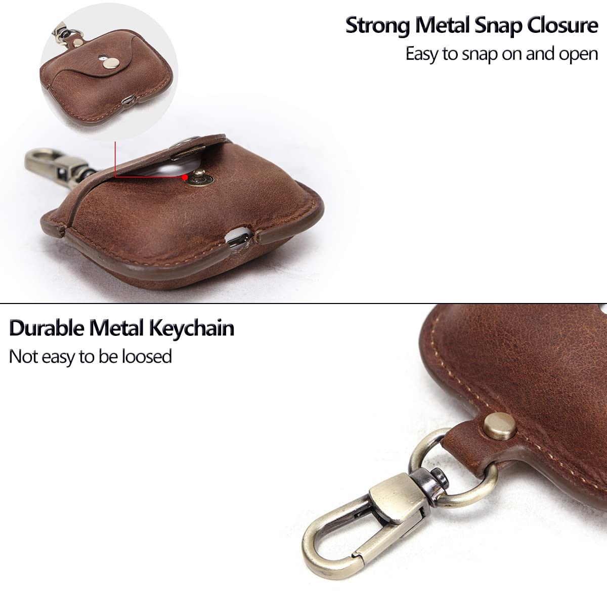 Nigaee Genuine Leather Case For AirPods Pro 2,Shockproof Protective Cover Compatible