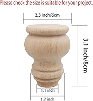 Vista 2 de Patas de Muebles de Madera Maciza de 3 Pulgadas de Alto Pies Tipo Bollo Sin Terminar para Gabinete Sofá Otomano Soporte de TV Sofá de Dos Plazas