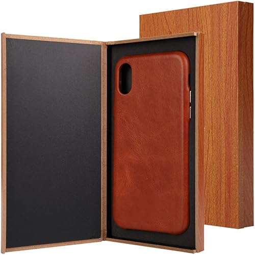 Miniatura 7 de TOOVREN Funda protectora de cuero para iPhone X, ultrafina, vintage, antideslizante, cubierta trasera dura para iPhone X10 5.8 pulgadas, marrón