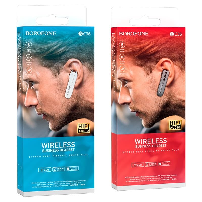 Auriculares inalámbricos Borofone BC36 Lucky Business Bluetooth de botón blanco 4
