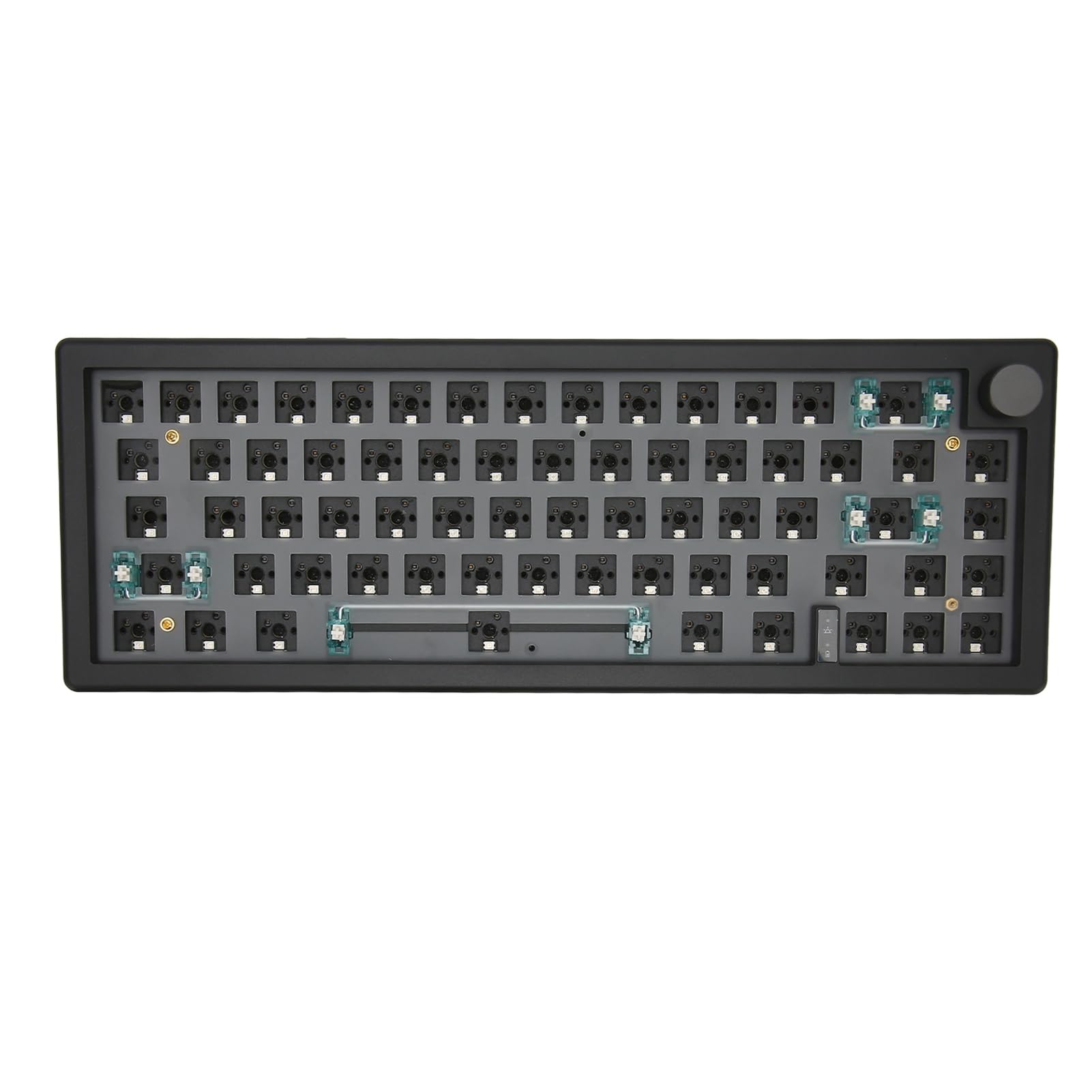 Kit de Bricolaje de Teclado para Juegos 65%, Teclado Mecánico de Modo Triple con Montaje de Junta Intercambiable en Caliente de 67 Teclas con Perilla Multimedia RGB, Cable 2.4G/Bluetooth/USB