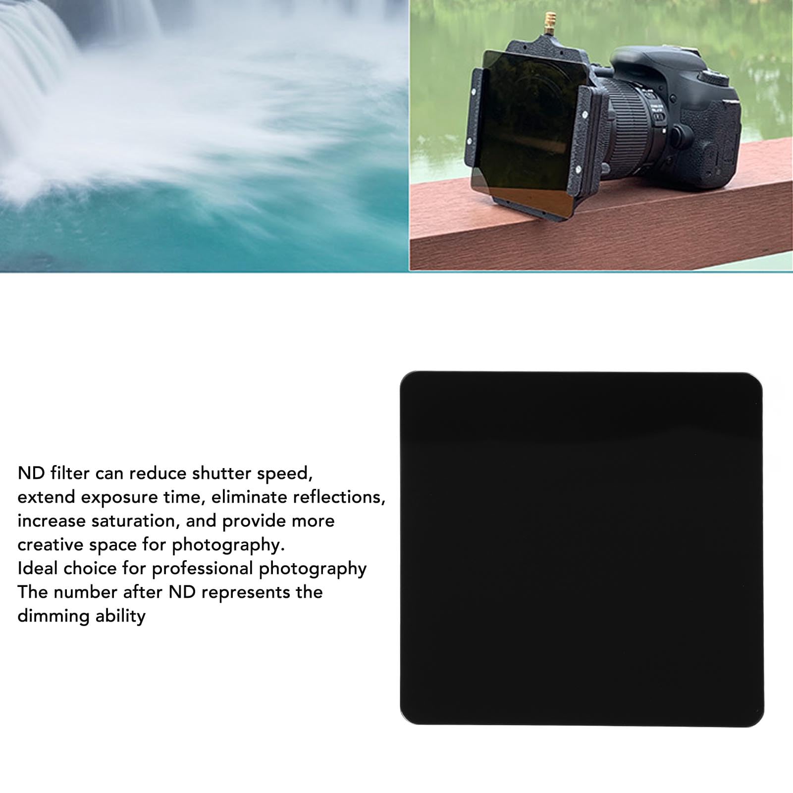 Filtro Nd Quadrato da 100x100mm, Filtro per Lenti Nd Grigio Neutro, HD Ultra Sottile, Filtro a densità Neutra di Rivestimento a più Strati per Fotografia di Spessore 2 Mm per