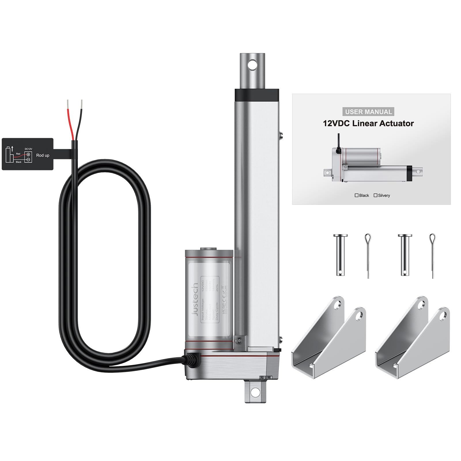 Justech 12V Heavy-Duty Linear Actuator - 6 Inch, 225 LBS (1000N) Silent Operation — Amazon image 7