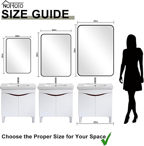 Miniatura 8 de Espejo de pared negro de 20 x 28 pulgadas, espejo rectangular de baño, espejo de tocador para decoración del hogar, espejo de granja para